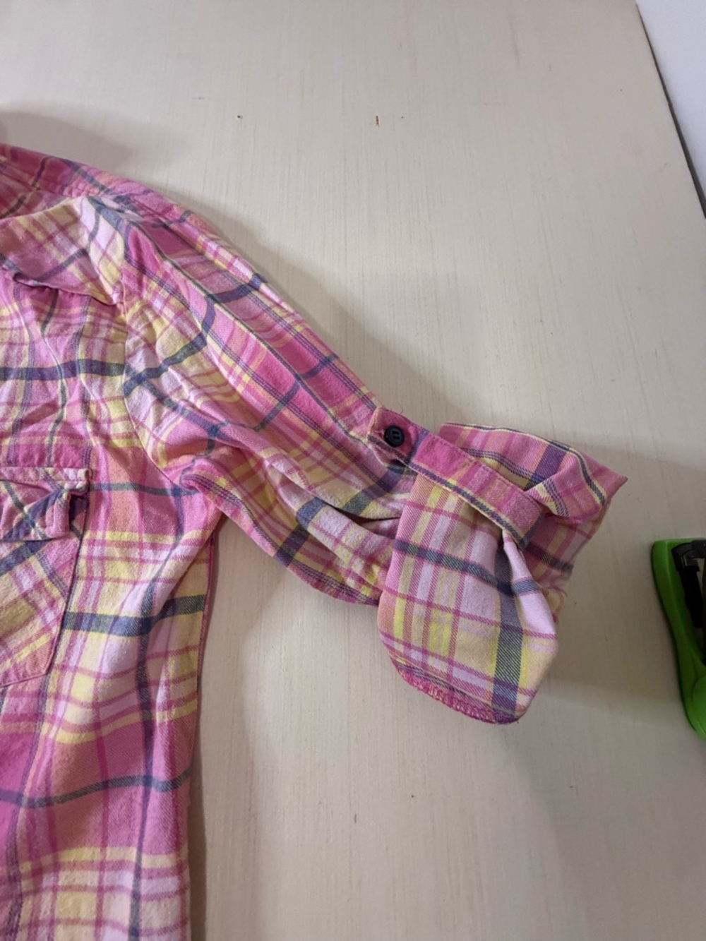 Pink Plaid Button-Down Shirt with Chest Pockets - Picture 8 of 13